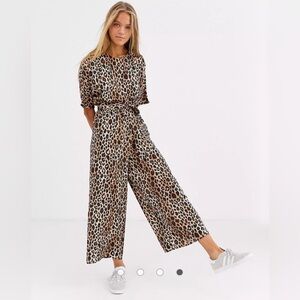 ASOS leopard print bodysuit customized with gold fringe